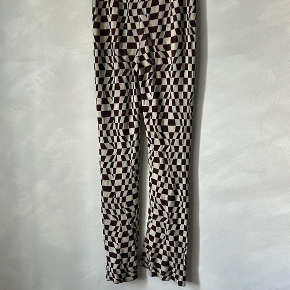 Paloma Wool Orinocco pants checkered aubergine flare strech size small - Picture 11 of 11